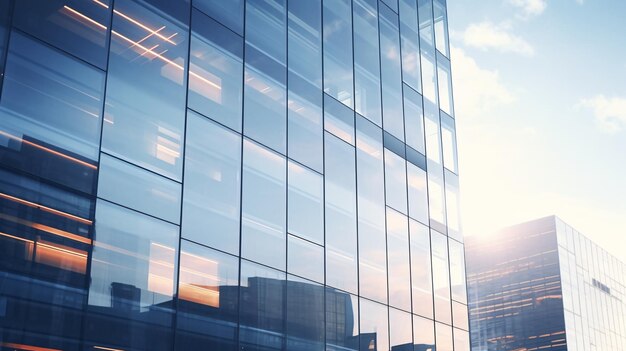 Blurred glass wall of modern business office building at the business center use for background