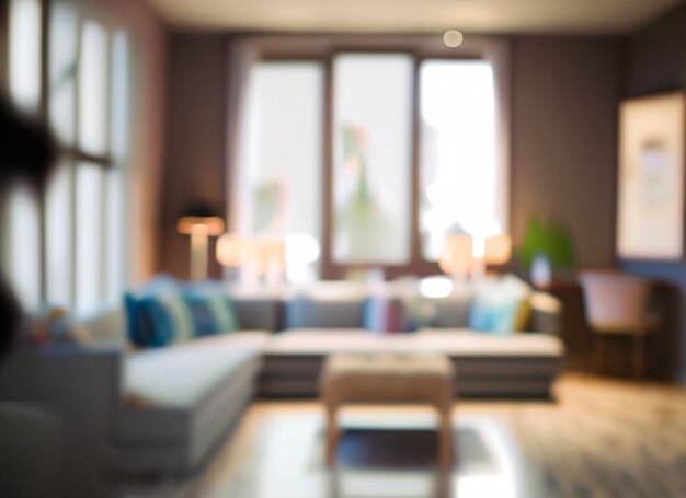 Photo blurred great living room with blurred background generative ai