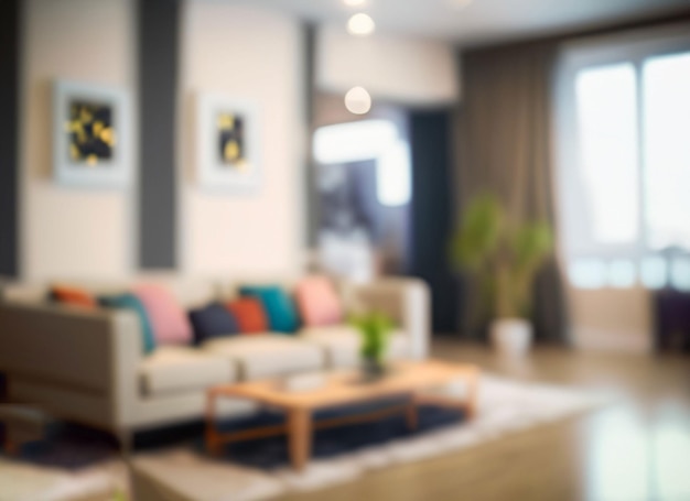 Blurred Great living room with blurred background generative ai