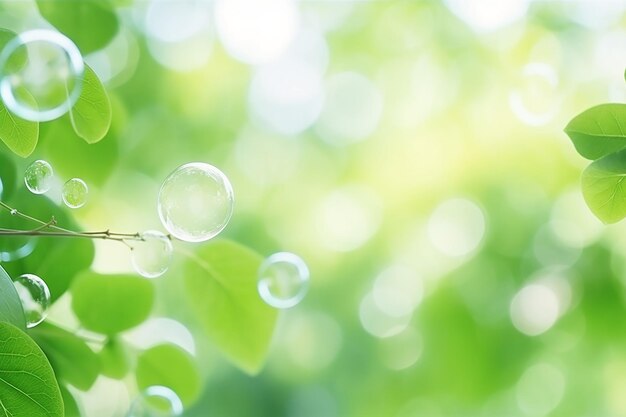 写真 葉と緑の背景をぼかした写真