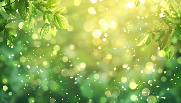 太陽の光でぼんやりした緑の自然 抽象的なボケ光効果 完璧な春のコンセプト
