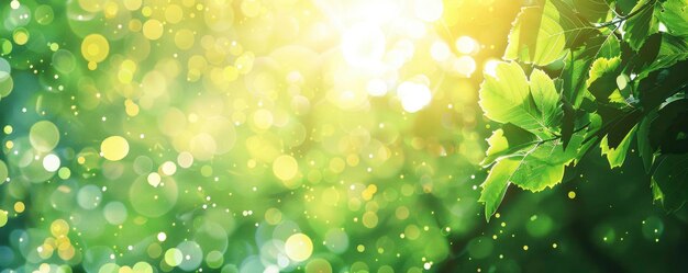 사진 태양 광선으로 흐릿한 녹색 자연 추상적인 보케 빛 효과 완벽한 봄 개념