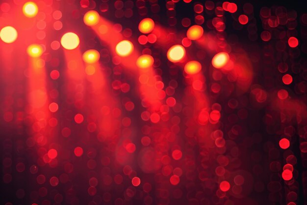Photo blurred image background of red stage lights party concert and entertainment concept
