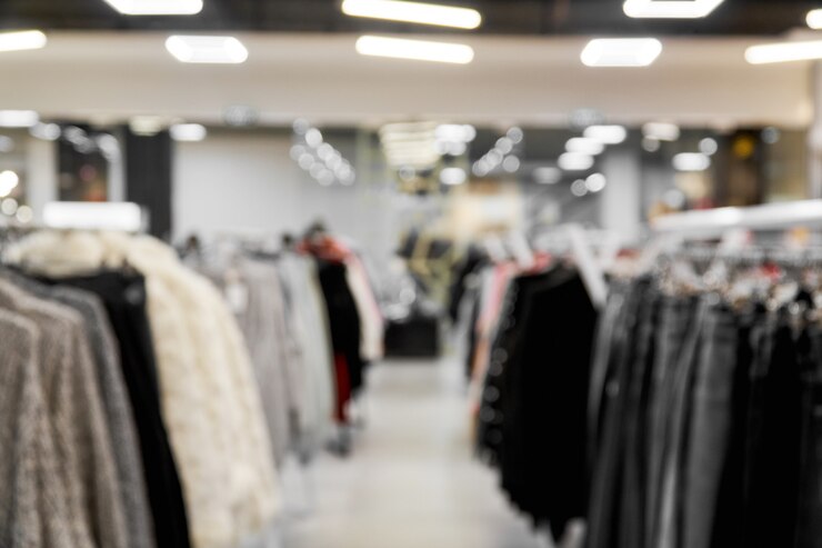 衣料品店とぼやけた画像の背景
