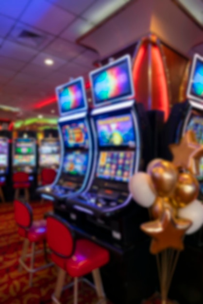 blurred image of the casino's slot machines, vertical