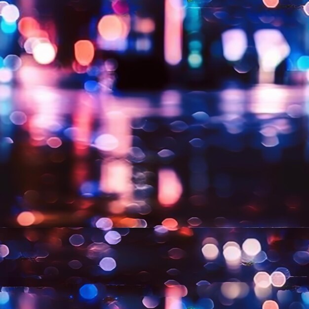 Photo blurred image of a city at night with a lot of lights generative ai