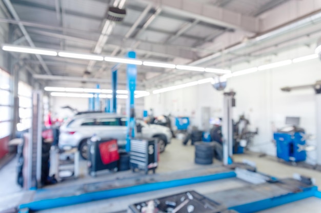 Blurred image inside tire service center