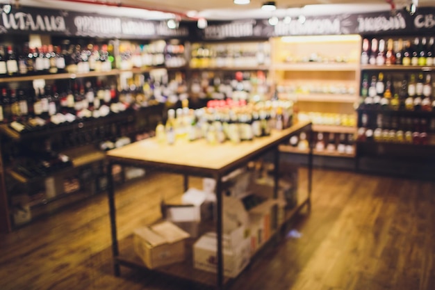 Blurred image of liquor shop for background uses