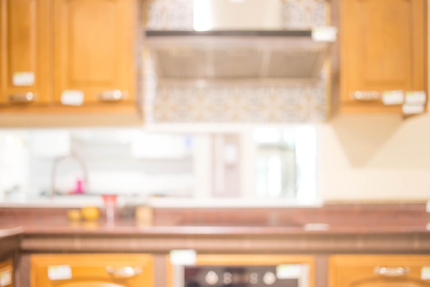 Blurred image of modern kitchen interior for background