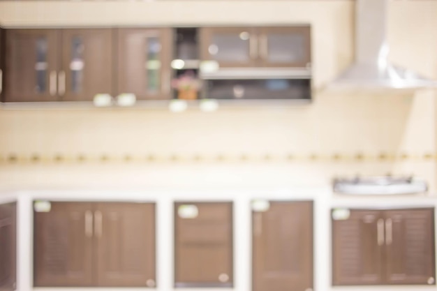 Blurred image of modern kitchen interior for background