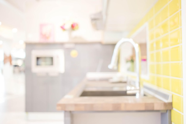 Blurred image of modern kitchen interior for background