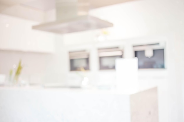 Blurred image of modern kitchen interior for background