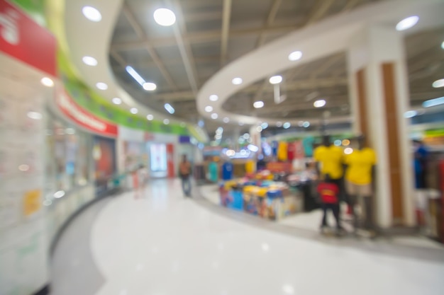 Blurred image of people walking at shopping mall