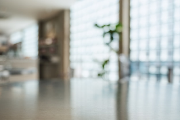 Blurred image of a table in modern cafe