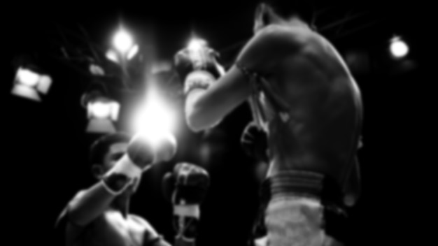 Photo blurred images black and white photo style of thai boxing or muay thai or kickboxing