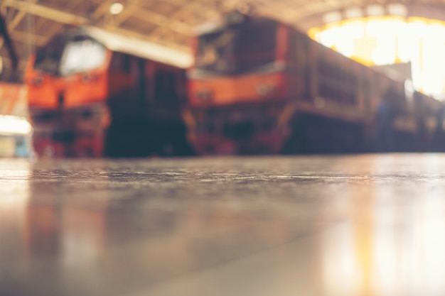 Blurred images of people in the train station