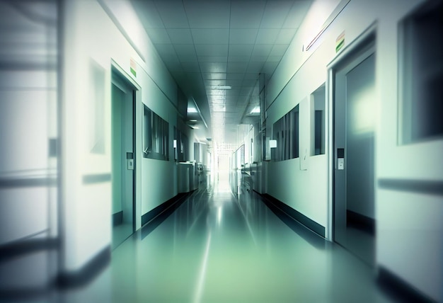 Blurred interior of hospital abstract medical background hyper realistic