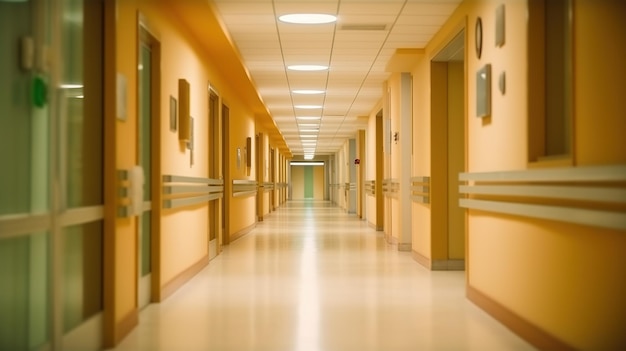 Blurred interior of hospital