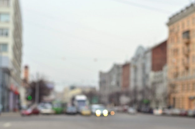 Blurred landscape with a city road during traffic