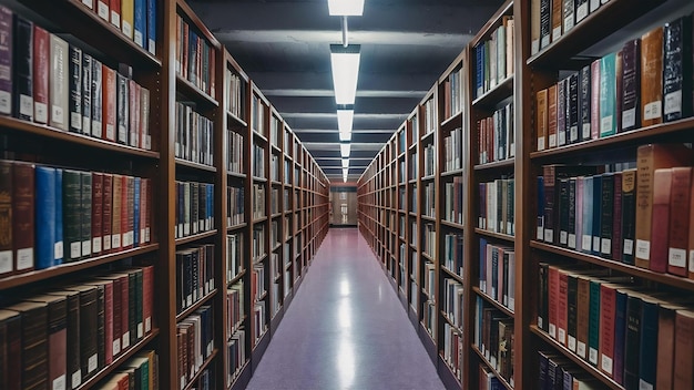 Blurred library bookshelves