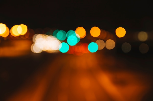 Blurred lights on street