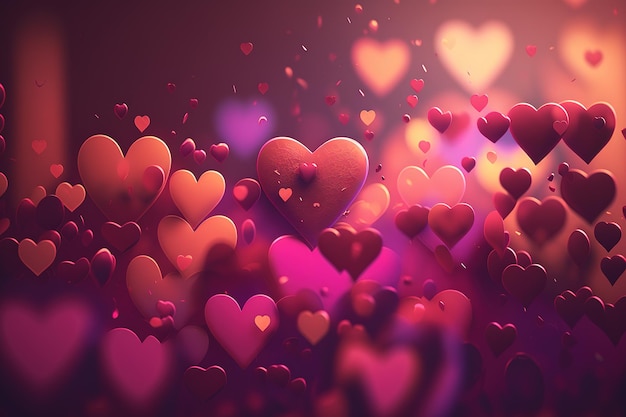 Photo blurred love hearts valentine's day wallpaper