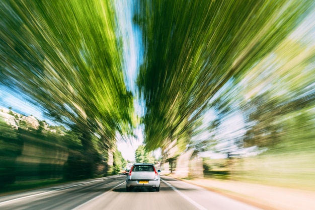 Photo blurred motion of car