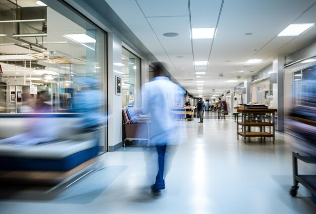 Photo blurred motion of hospital