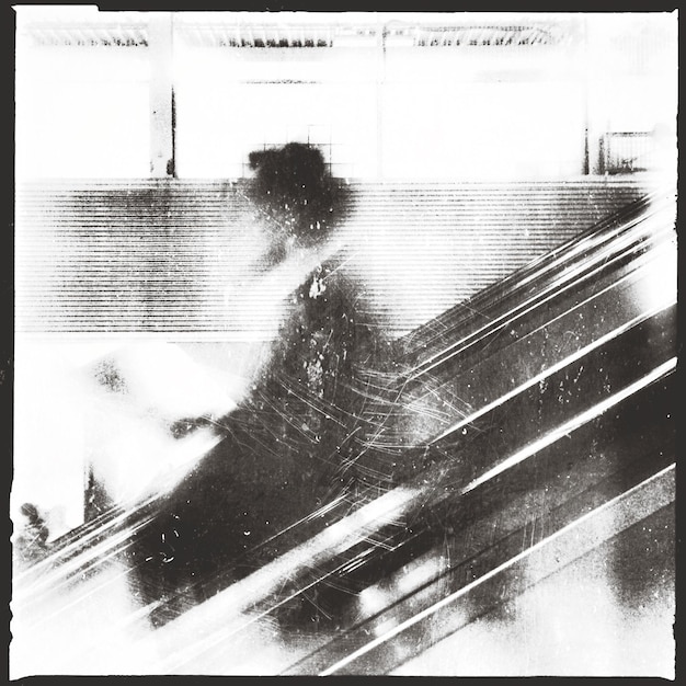 Photo blurred motion of man on escalator