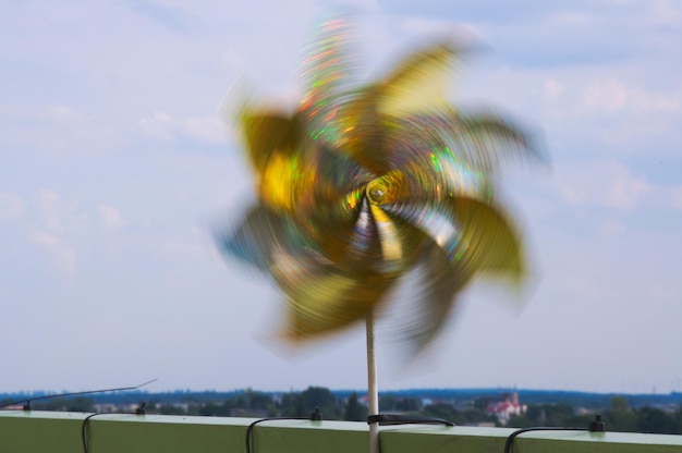 Photo blurred motion of pinwheel toy