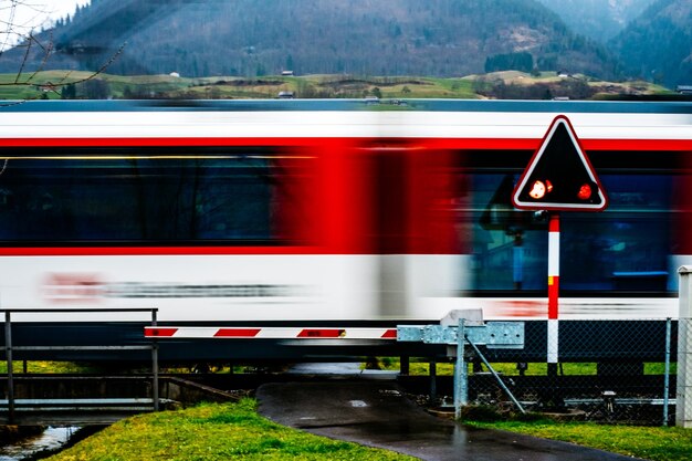 Blurred motion of train