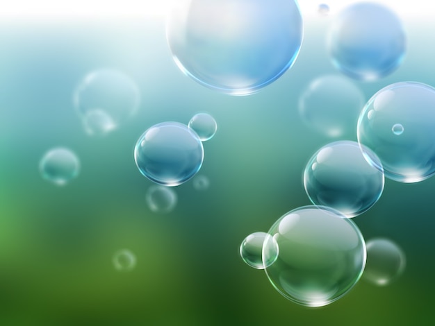 Blurred natural background with soap bubbles