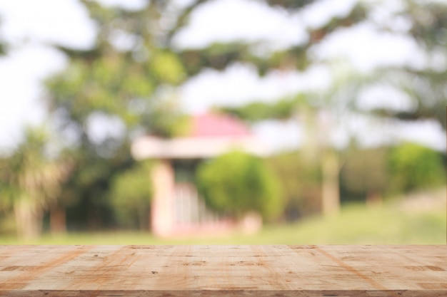 Blurred natural background with wooden