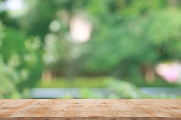 Blurred natural background with wooden