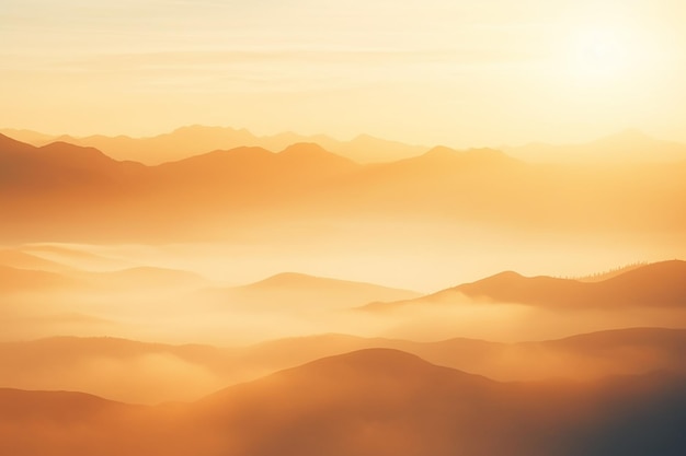 Blurred Natural Fog and Mountains Sunlight Background