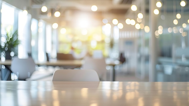 BLURRED OFFICE BACKGROUND MODERN BLURRY BUSINESS ROOM WITH LIGHT BOKEH FLARES CLASSR Generative AI