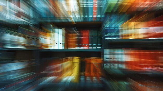 Blurred office shelves with files and binders