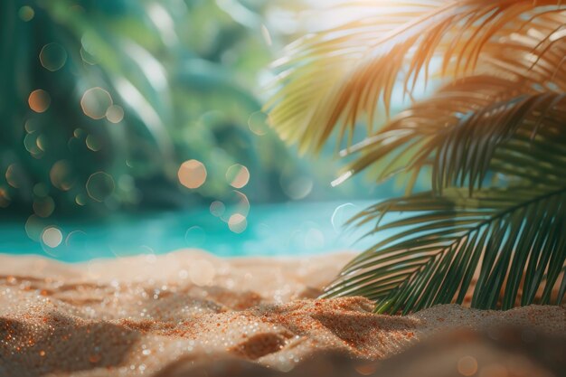 Blurred palm and beach background for summer vacation concept