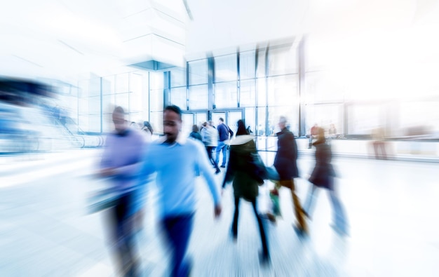 Photo blurred people at a trade fair