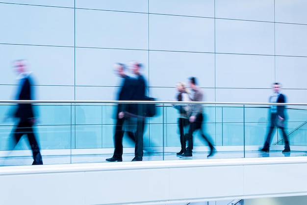 blurred people at a trade fair