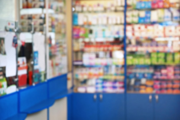 Blurred pharmacy drugstore background