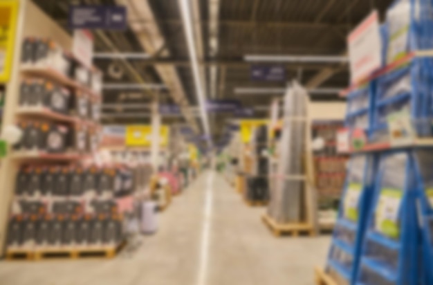 Photo blurred photo of hardware store building background