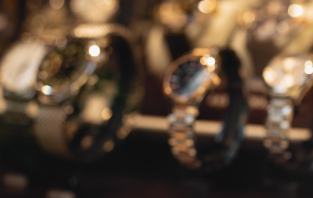 Photo blurred photo of a men's watch store