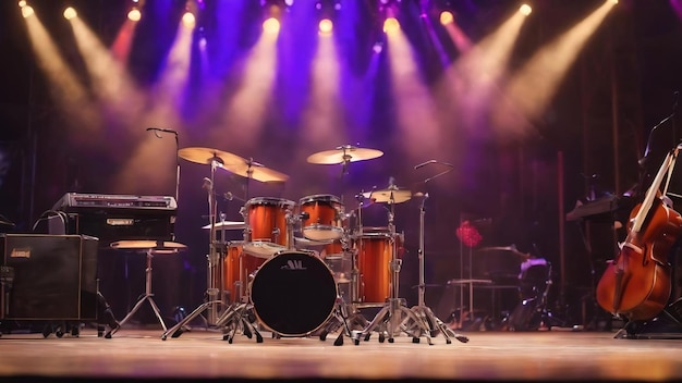 Blurred photo of a stage with musical instruments