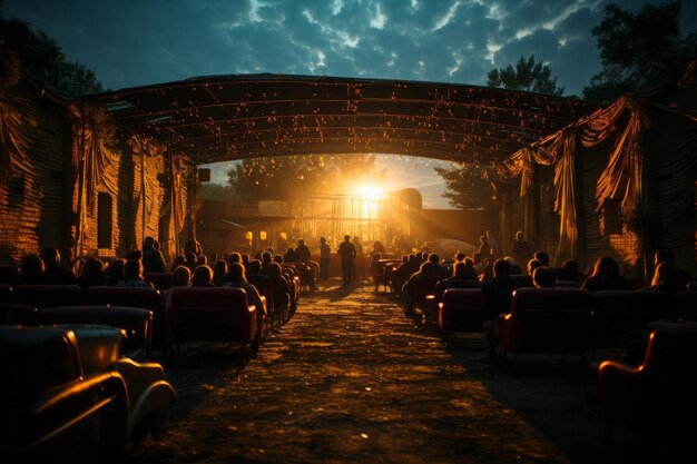 Photo blurred picture of outdoor concert with beautiful light high quality photo