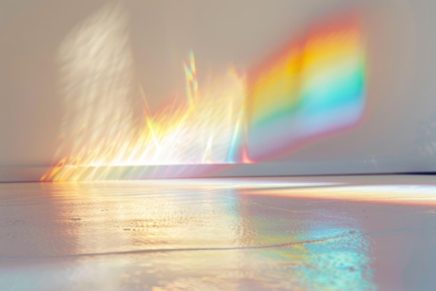 Blurred rainbow light overlay effect with holographic flare shadows