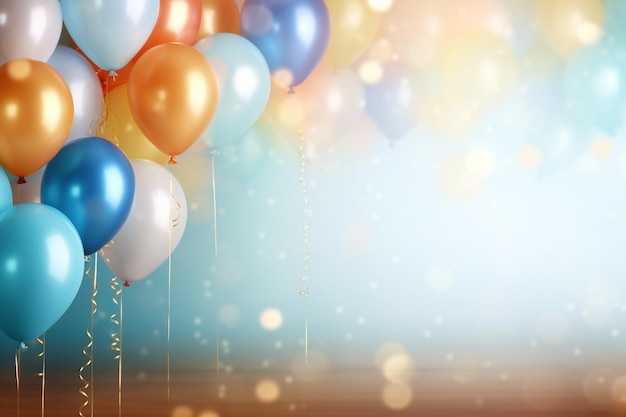 Photo blurred realistic birthday balloons background