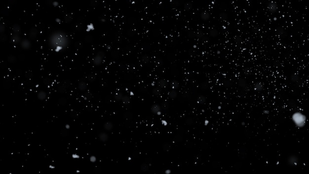 Photo blurred realistic snow falling on black background