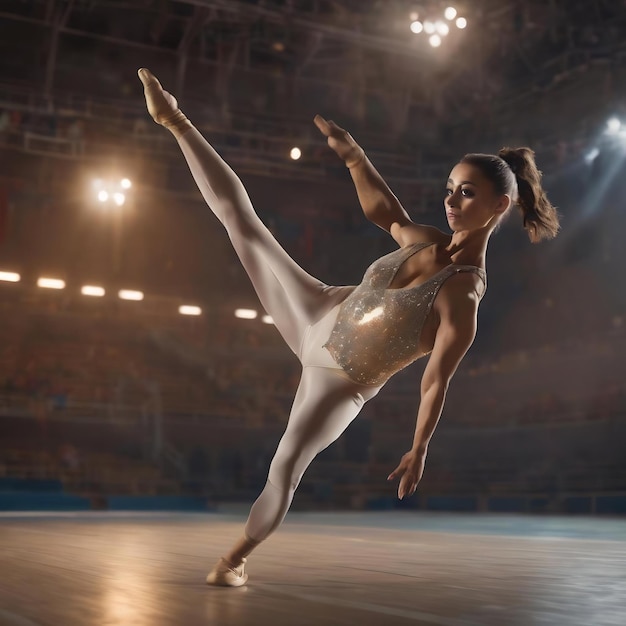 Blurred rythmic gymnast with ball