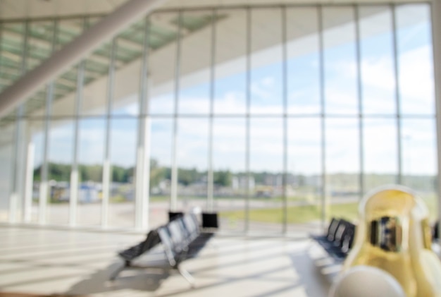 Blurred seat for passenger waiting fight in airport